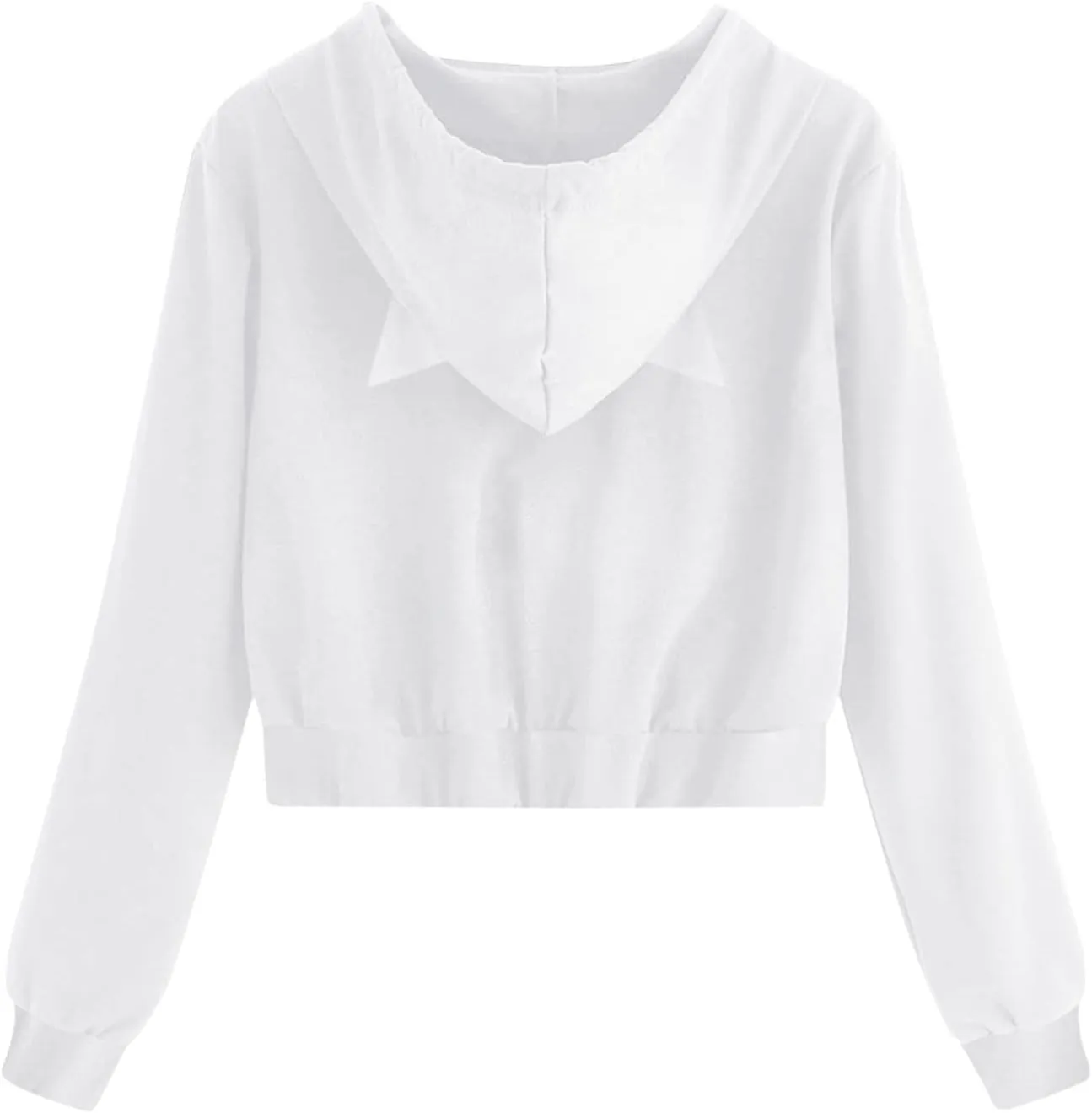 2024 Full Zip Solid Sweatshirts for Women Cute Cat Ears Long Sleeve Hoodies Casual Cropped Pullover Tops with Pockets