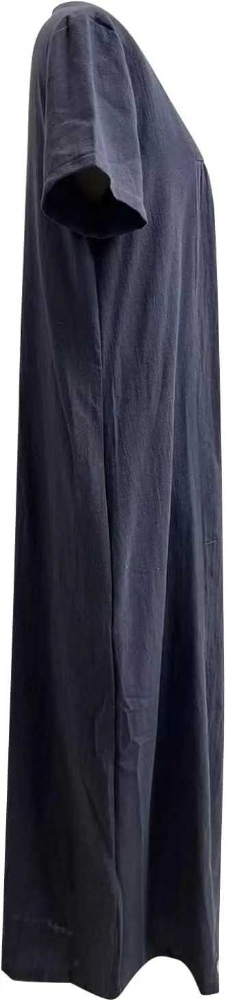 Akivide Womens Casual Jumpsuit Summer Loose Wide Leg Baggy Jumpsuit Linen Short Sleeve V Neck Long Ropmer Overall with Pocket
