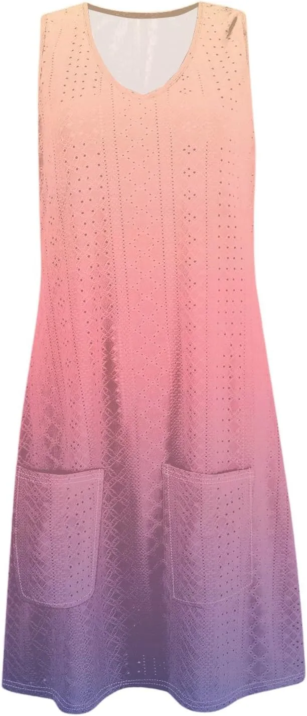 Azeralia Women Casual Loose Sundress Sleeveless Round Neck Mini Beach Tank Dress Travel Vacation 2025 Summer Outfits