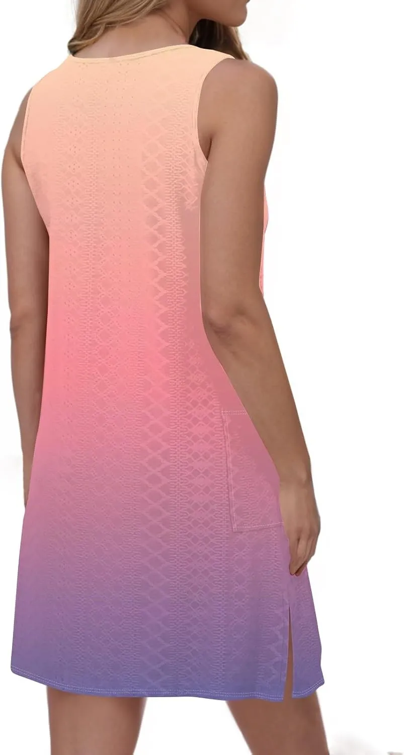 Azeralia Women Casual Loose Sundress Sleeveless Round Neck Mini Beach Tank Dress Travel Vacation 2025 Summer Outfits