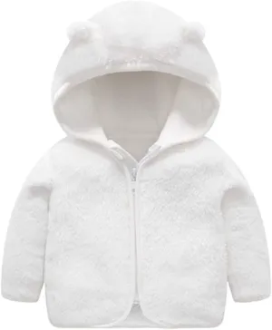 Baby Boys Girls Fleece Jacket Cute Bear Ears Hooded Jacket Fuzzy Zip Up Coat Kids Winter Warm Outwear