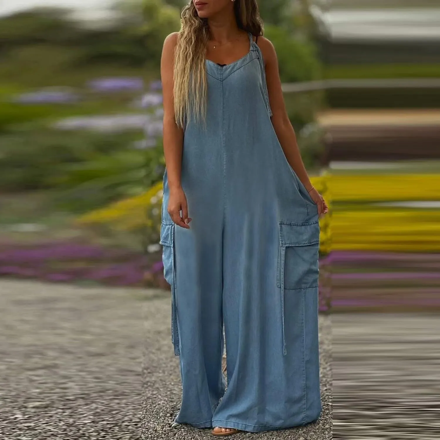 Baggy Overalls For Women Loose Fit Wide Leg Jumpsuits With Pockets Casual Oversized Rompers Long Cargo Pants 2025