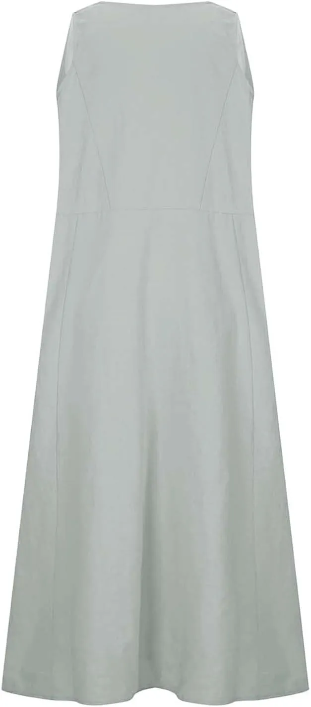 Beach Dresses for Women 2025 Color Pocket V Neck Sleeveless Casual Dress A Line Swing Casual Party Cocktail Dresses