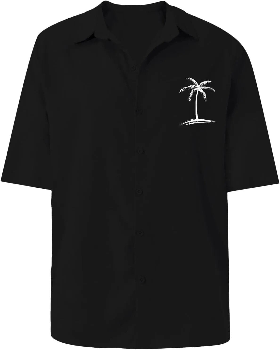 Beach Vacation Tshirts Mens Button Down Cotton Linen Guayabera T-Shirt Spread Collar Short Sleeve Summer Plain Tops