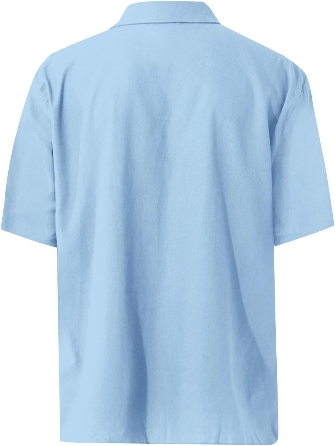 Beach Vacation Tshirts Mens Button Down Cotton Linen Guayabera T-Shirt Spread Collar Short Sleeve Summer Plain Tops