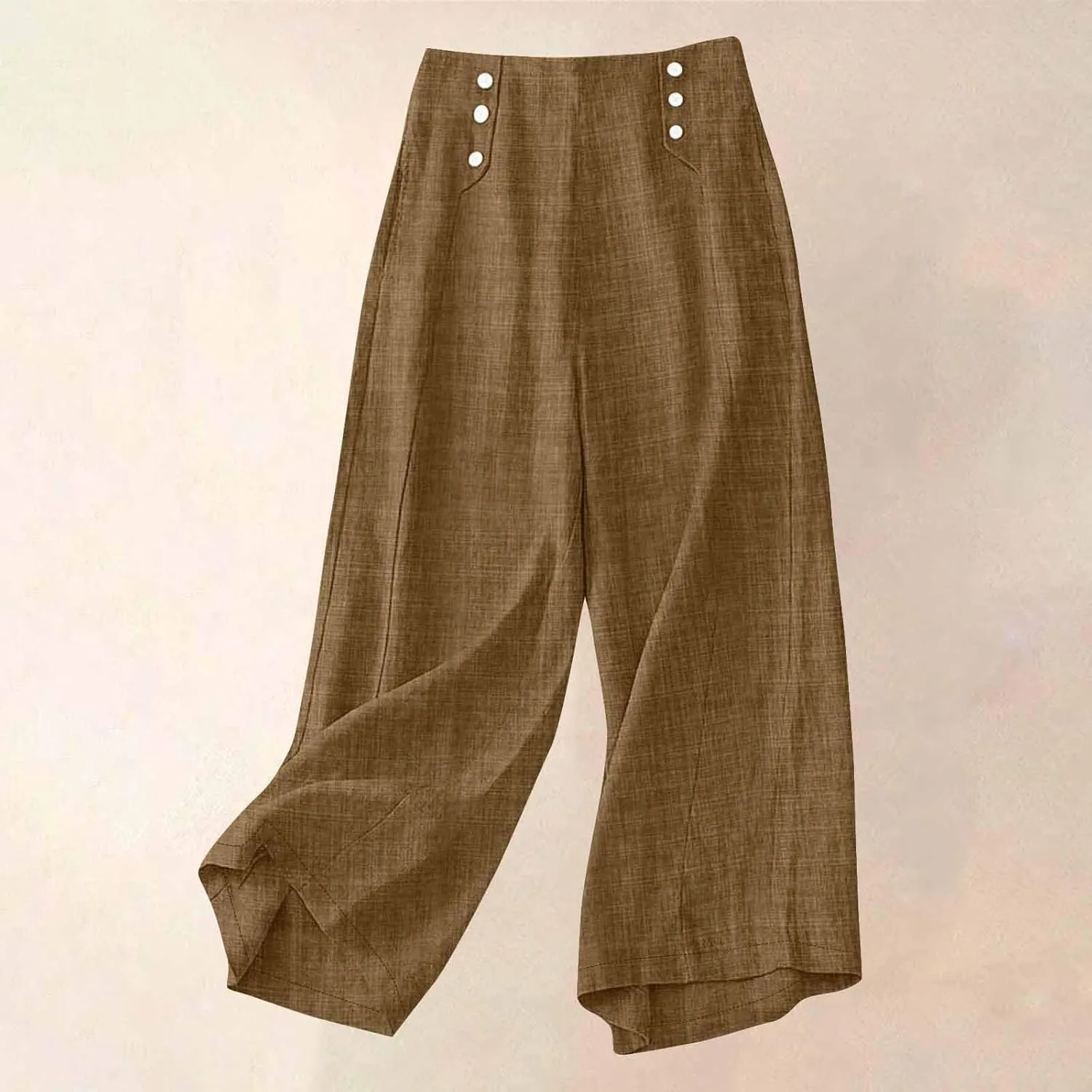 Bidobibo Linen Pants for Women Loose High Waisted Palazzo Pants Belted Wide Leg Trousers with Pockets Summer Beach Trousers