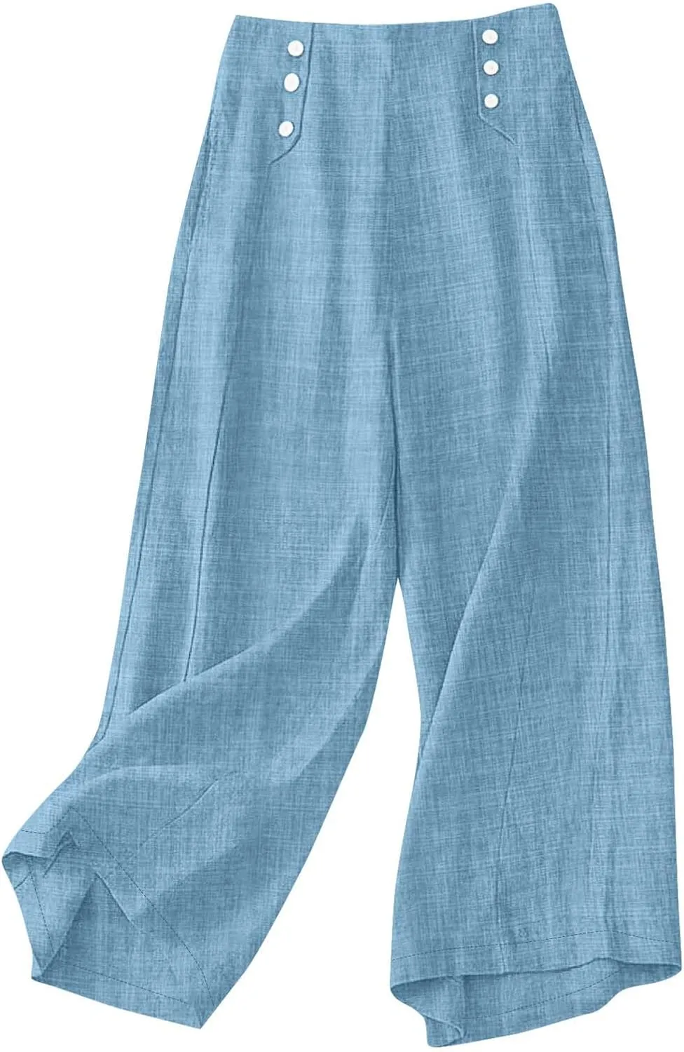 Bidobibo Linen Pants for Women Loose High Waisted Palazzo Pants Belted Wide Leg Trousers with Pockets Summer Beach Trousers