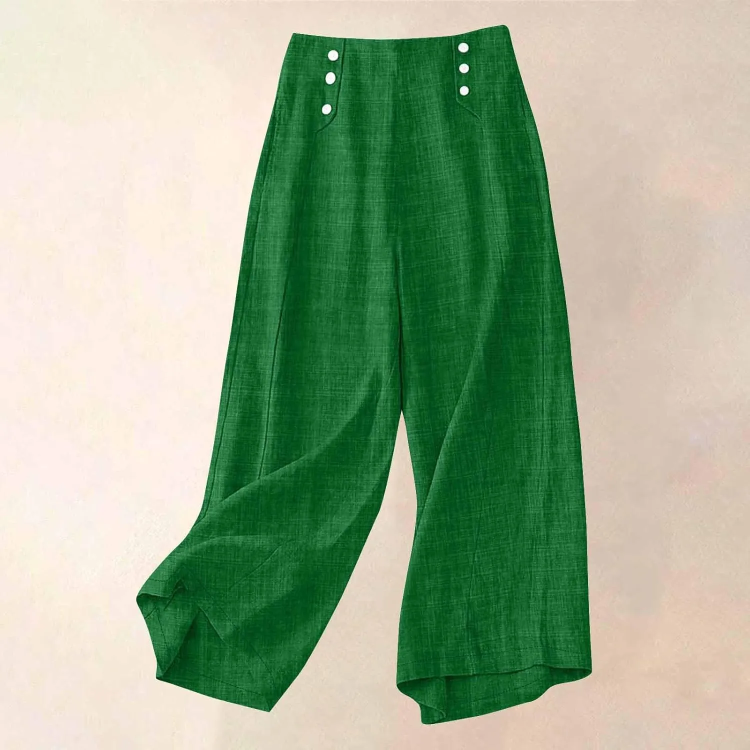 Bidobibo Linen Pants for Women Loose High Waisted Palazzo Pants Belted Wide Leg Trousers with Pockets Summer Beach Trousers