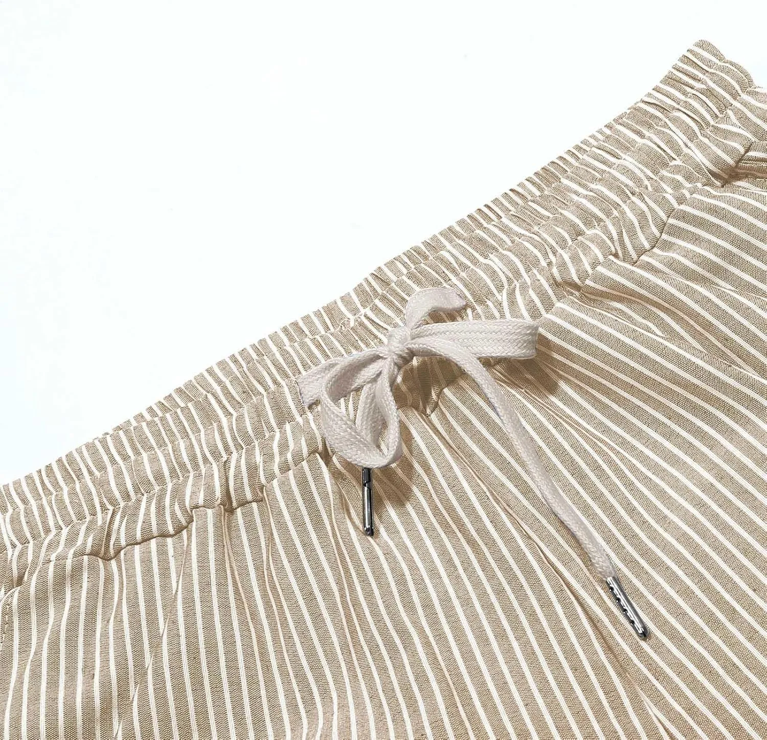 Bidobibo Women's Linen Pants with Pockets Casual Side Button Pants for Women Casual Striped Pants Summer Beach Trousers