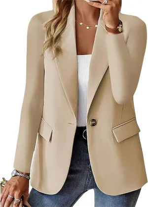 Blazers for Women Business Casual Lightweight Office Work Suit Jacket Elegant Lapel Long Sleeve Blazer with Pockets
