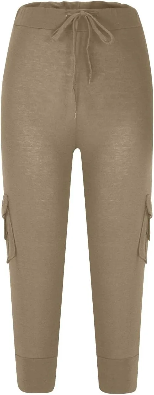 Capri Pants for Women Trendy High Waisted Knee Length Bermuda Shorts Lightweight Quick Dry Summer Cropped Ankle Pant