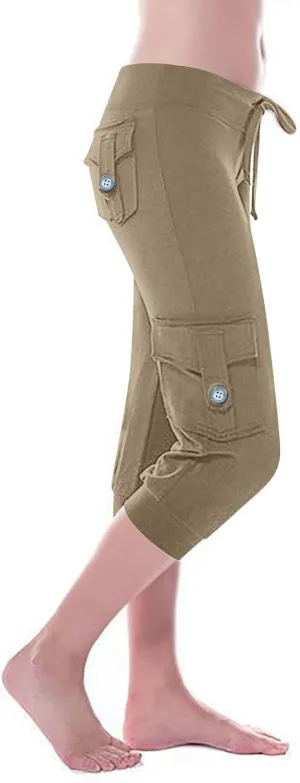 Capri Pants for Women Trendy High Waisted Knee Length Bermuda Shorts Lightweight Quick Dry Summer Cropped Ankle Pant