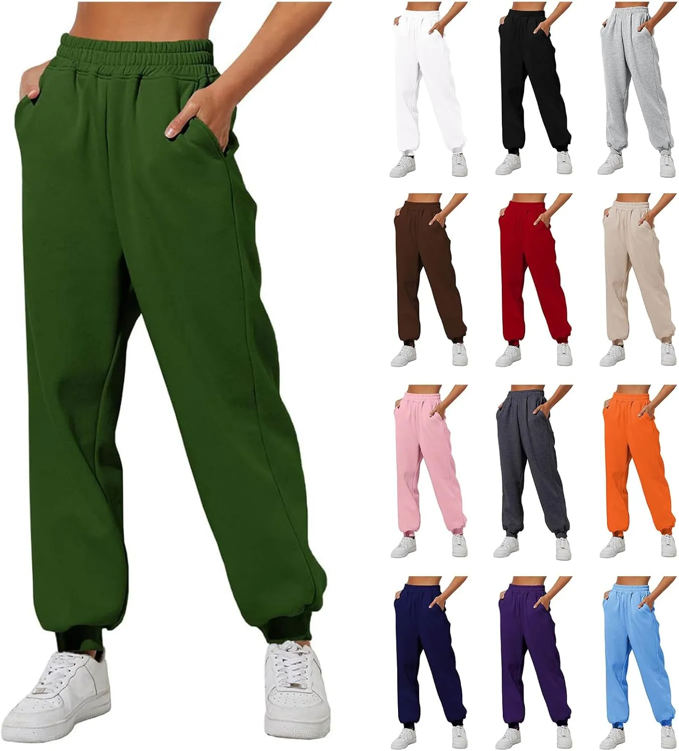 Cinch Bottom Sweatpants Women High Waisted Sweatpants Workout Active Joggers Pants Baggy Lounge Pants Athletic Trouser