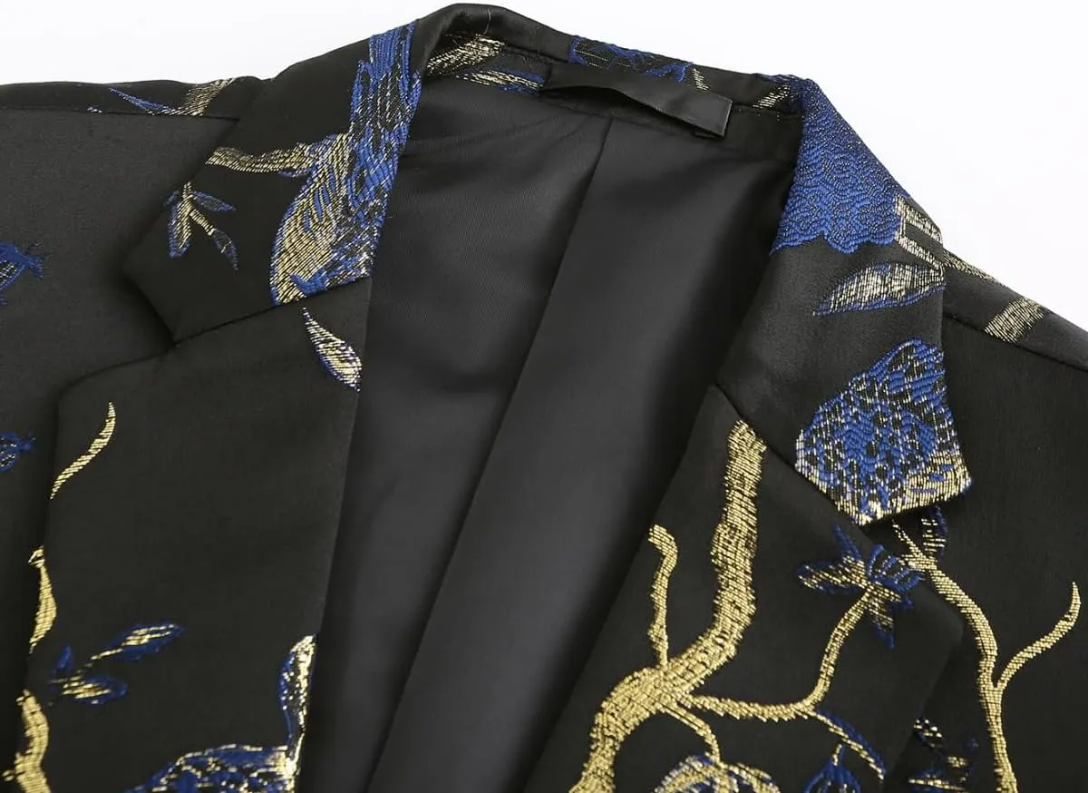 Cloudstyle Mens 2 Piece Floral Dress Suit One Button Dinner Tuxedo Jacket & Pants