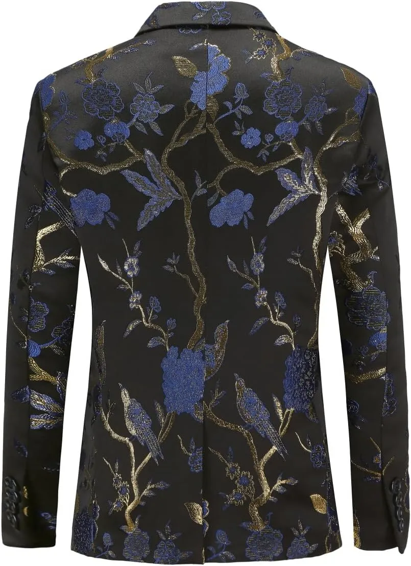 Cloudstyle Mens 2 Piece Floral Dress Suit One Button Dinner Tuxedo Jacket & Pants
