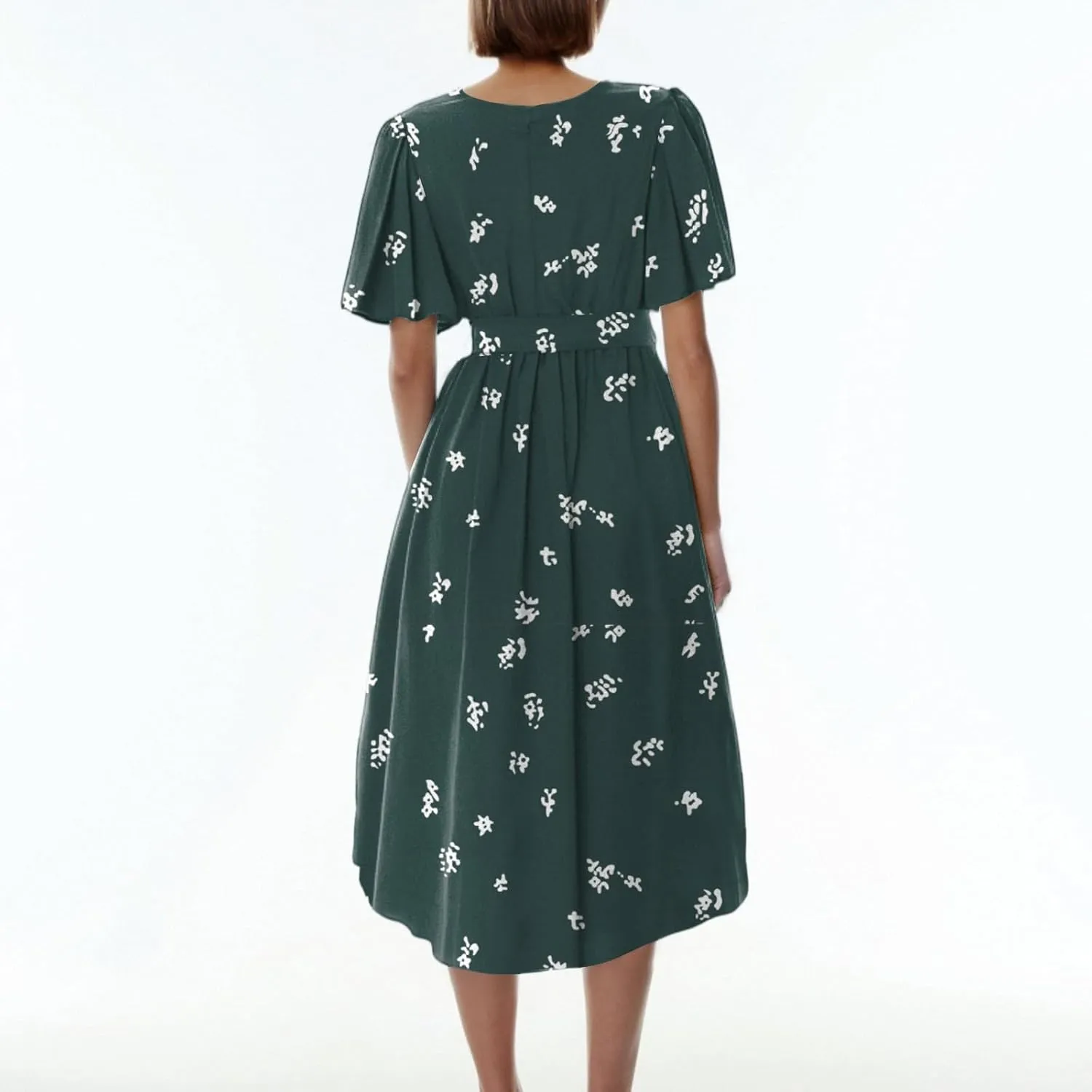 Cocktail Dresses for Women,Floral Chiffon Womens Midi Dress Wrap Flowy Wedding Prom Spring Summer Sexy Dresses