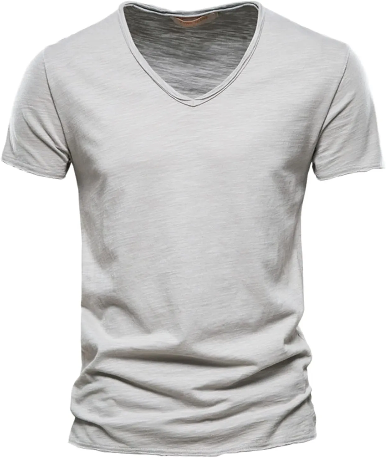 Cotton Shirts for Men Summer V Neck Short Sleeve Soft Tee Tops Plus Size Comfort Loose Fit Athletic Gym Casual Tshirt