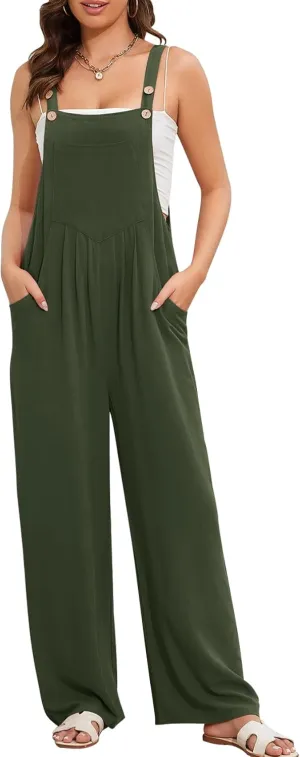 COZYPOIN Women Overalls One Piece Jumpsuits Wide Leg Pants Cotton Rompers 2024 Summer Outfits Casual Jumpers
