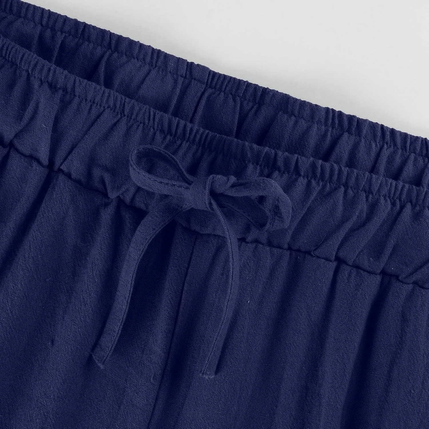 Cropped Wide Leg Linen Pants Women High Waisted Casual Lounge Pant 2025 Lightweight Loose Cotton Capris with Pockets