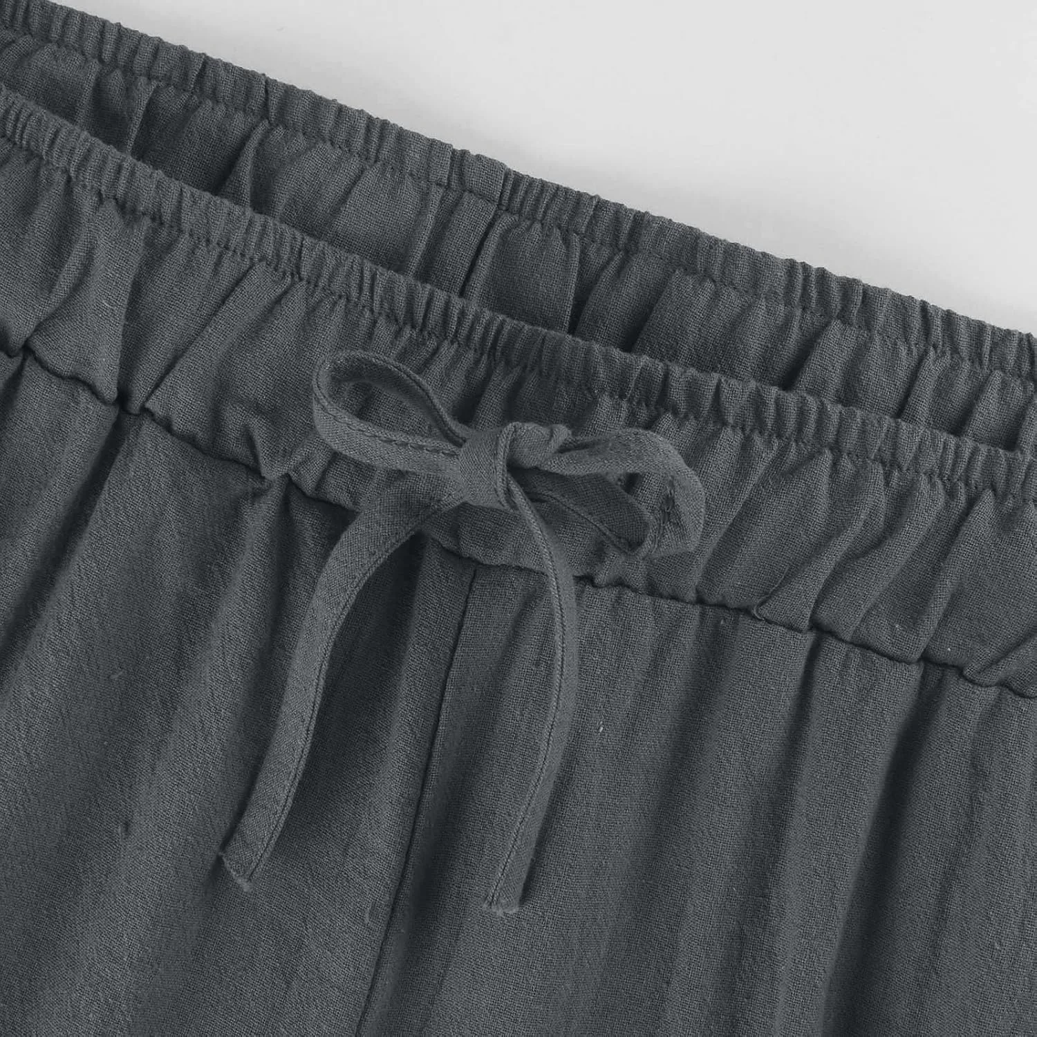 Cropped Wide Leg Linen Pants Women High Waisted Casual Lounge Pant 2025 Lightweight Loose Cotton Capris with Pockets
