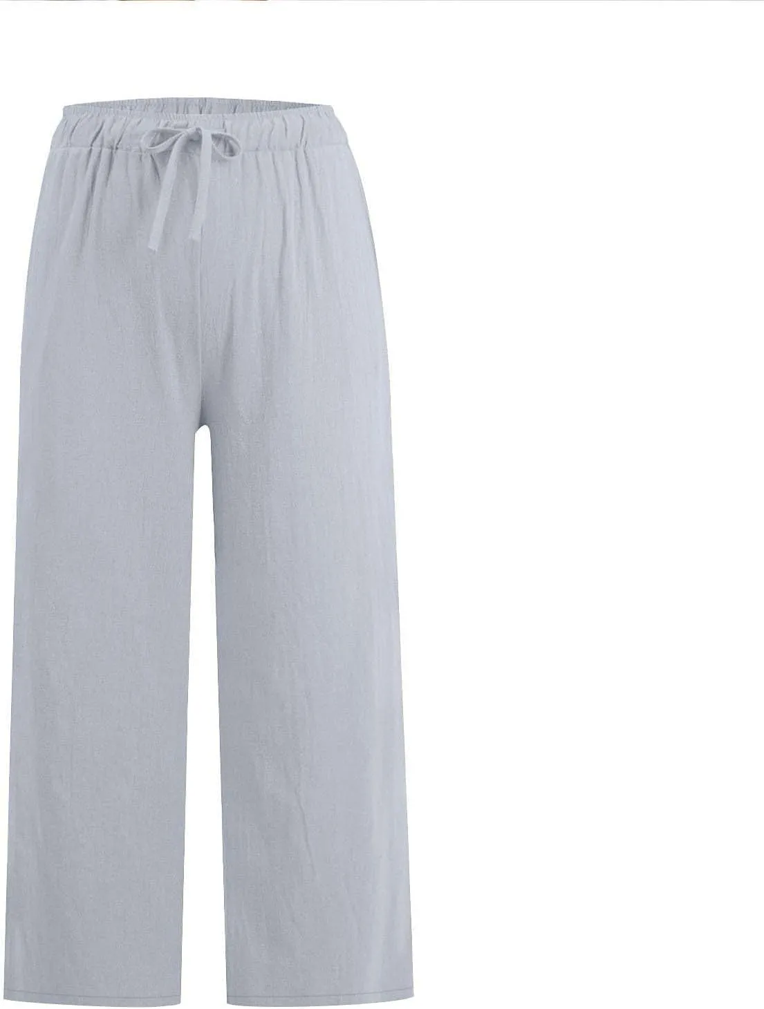 Cropped Wide Leg Linen Pants Women High Waisted Casual Lounge Pant 2025 Lightweight Loose Cotton Capris with Pockets