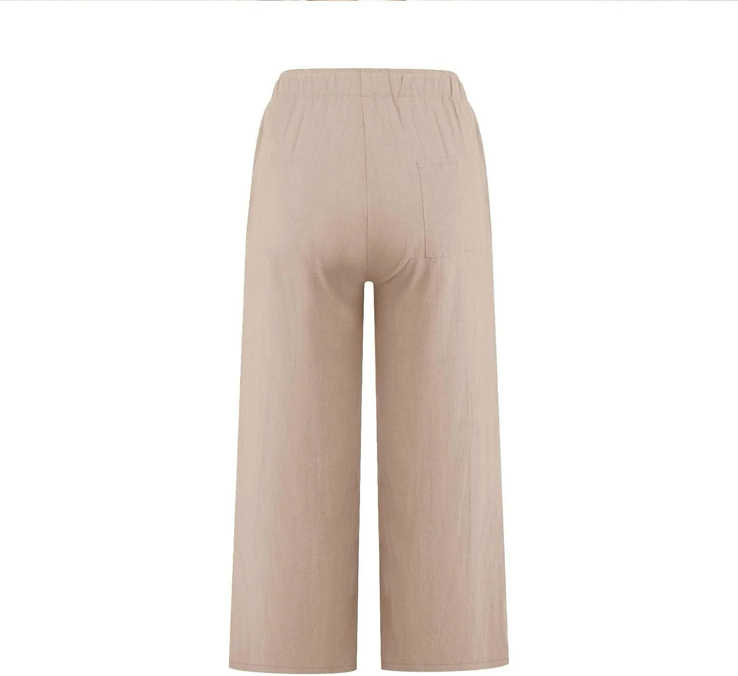 Cropped Wide Leg Linen Pants Women High Waisted Casual Lounge Pant 2025 Lightweight Loose Cotton Capris with Pockets