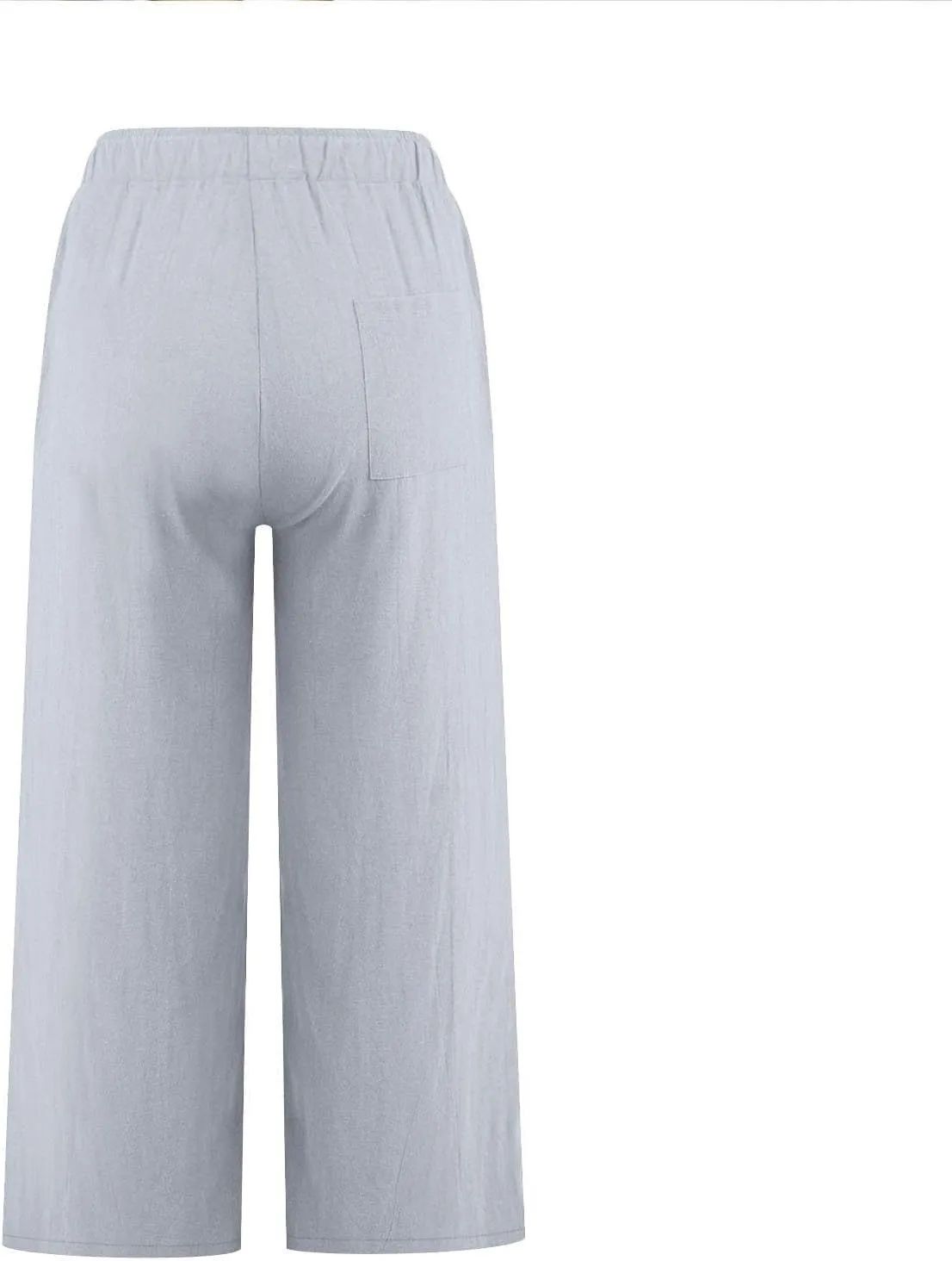 Cropped Wide Leg Linen Pants Women High Waisted Casual Lounge Pant 2025 Lightweight Loose Cotton Capris with Pockets