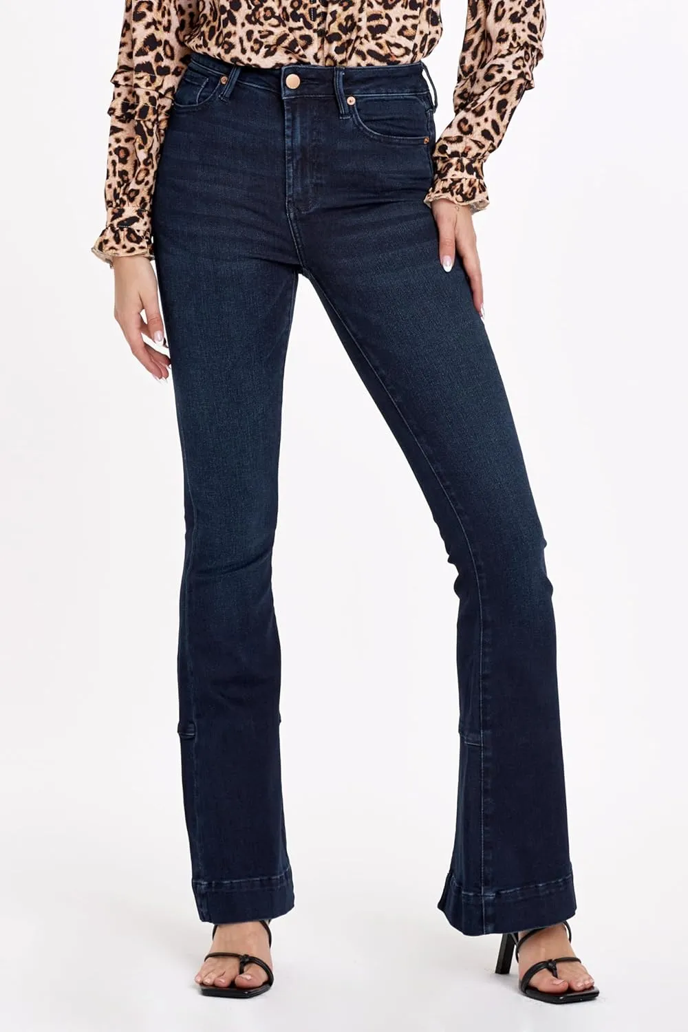 DEAR JOHN Laney Flare Women's Jeans Mid Rise Clean Hem