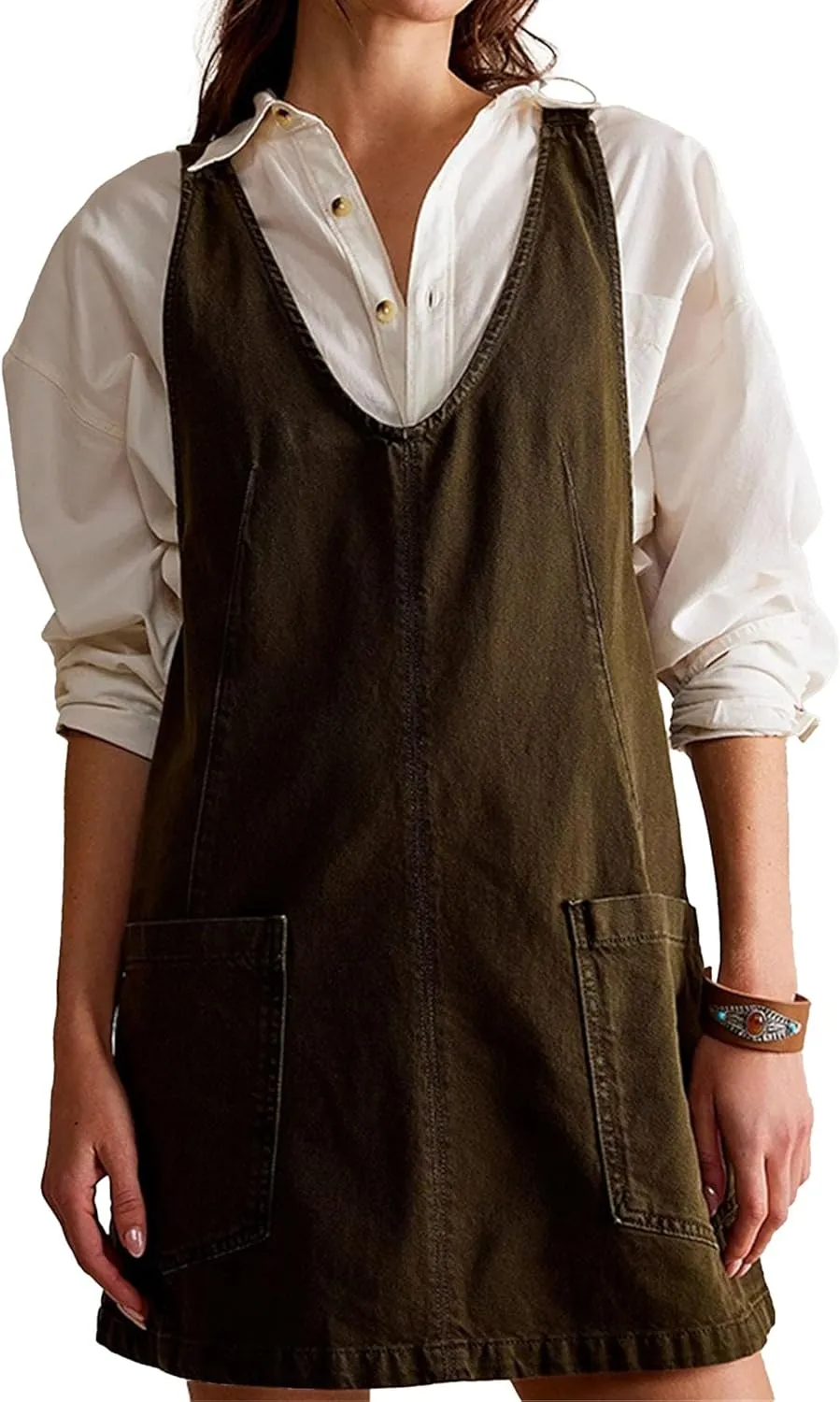 Denim Overall Shorts for Women Dress Loose Casual Sleeveless Mini Pinafore Jean Romper Skirtall with Pockets