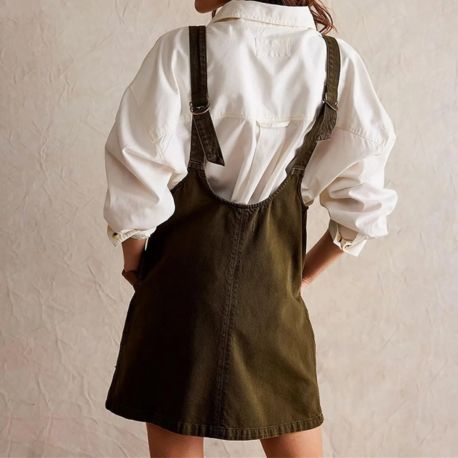 Denim Overall Shorts for Women Dress Loose Casual Sleeveless Mini Pinafore Jean Romper Skirtall with Pockets