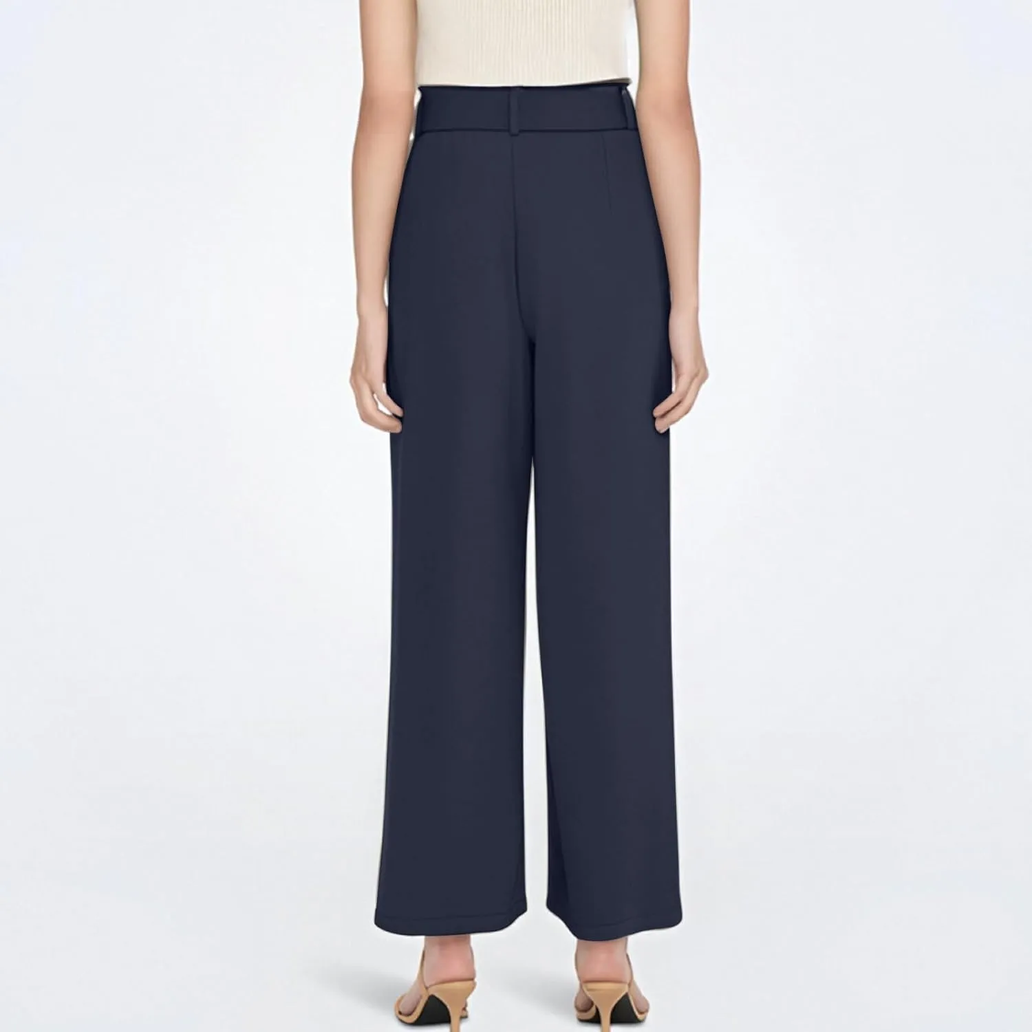 Dress Pants Women Formal Office Business Casual Wide Leg Palazzo Pants Button Up Flowy High Waisted Work Trousers
