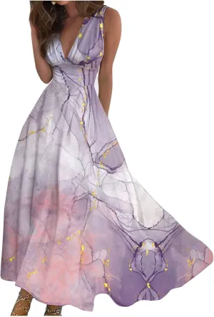Dresses for Women 2024,Women's Maxi Dress Sleeveless Casual Flowy Swing Dress Floral Print Fashion Daily Sundresses