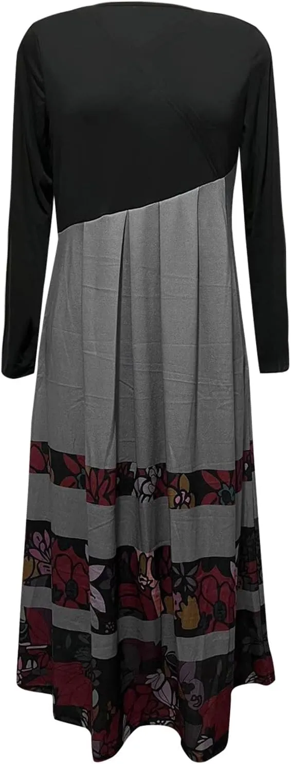 Dresses for Women 2025 Spring V Neck Long Sleeve Midi Boho Casual Modest Work Fitted Waist Dress