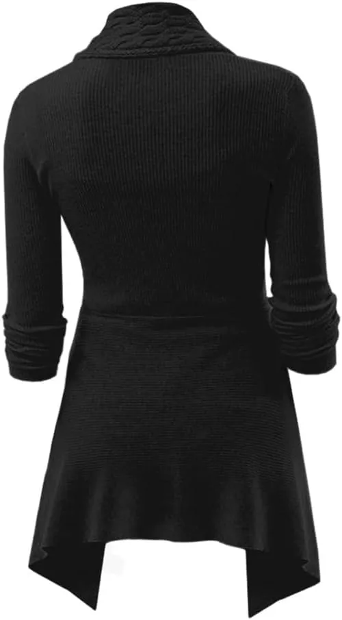 DRESSFO Women's Fall Winter Cardigan Sweater Long Sleeve Open Front Coat Casual Cable Knit Cardigan Coat Outerwear