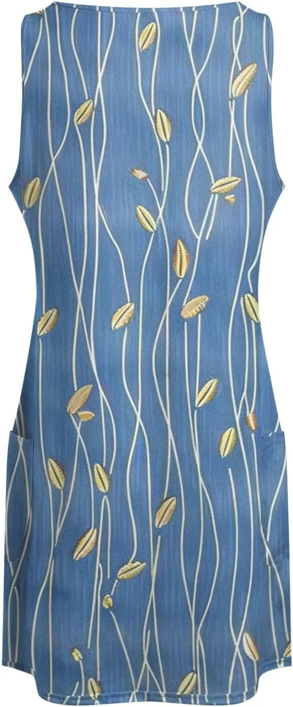 Eduavar Mini Dresses for Women Summer Sun Dresses for Women 2025 Vacation Floral Printed V Neck Sleeveless Beach Mini Dress