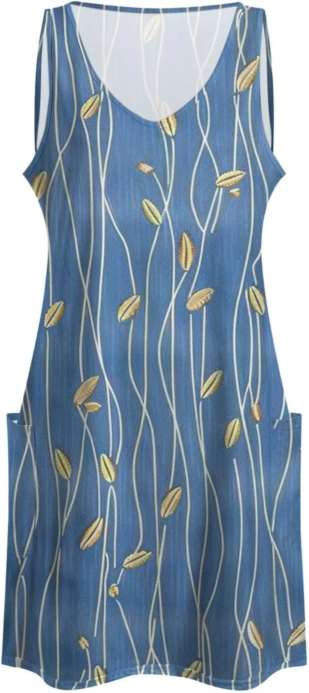 Eduavar Mini Dresses for Women Summer Sun Dresses for Women 2025 Vacation Floral Printed V Neck Sleeveless Beach Mini Dress