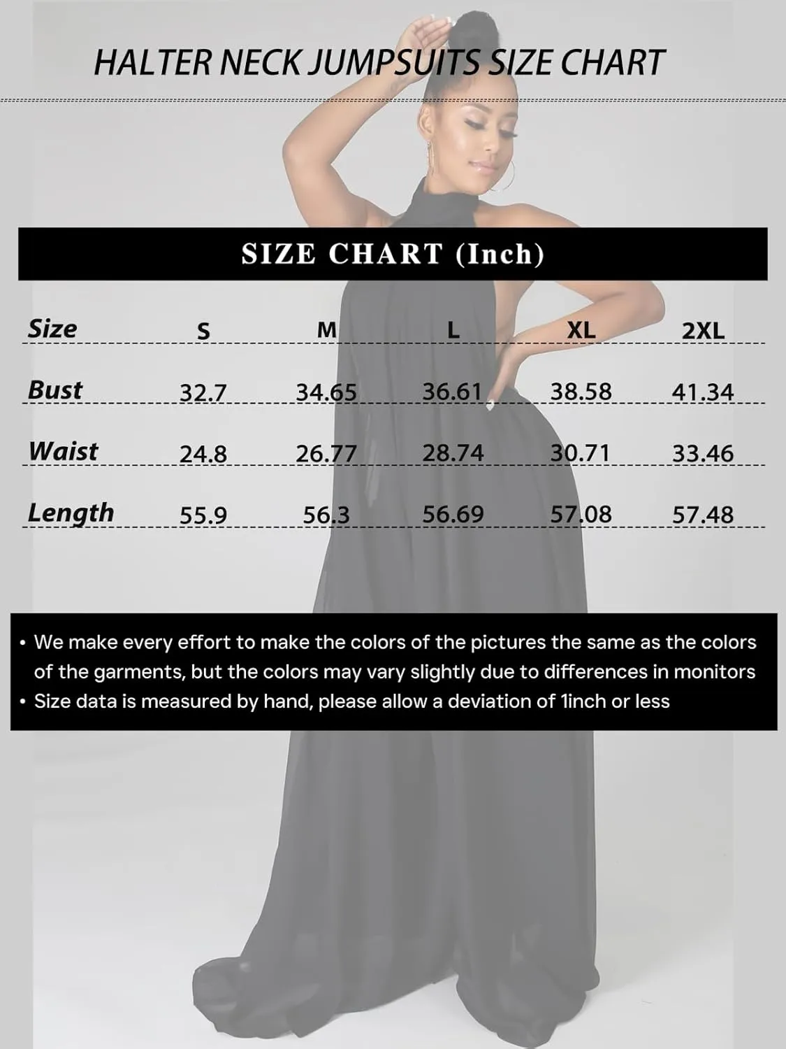 Ekaliy Women’s Sexy Summer Jumpsuit Halter Neck Sleeveless Chiffon Wide Leg Long Pant Jumpsuit Romper One Piece Outfits