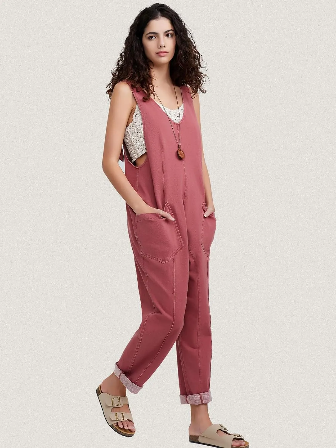 EXLURA Women Summer High Roller Denim Jumpsuits Casual Loose Beach Vacation Trendy Fashion Overalls Jeans Romper Pockets 2025