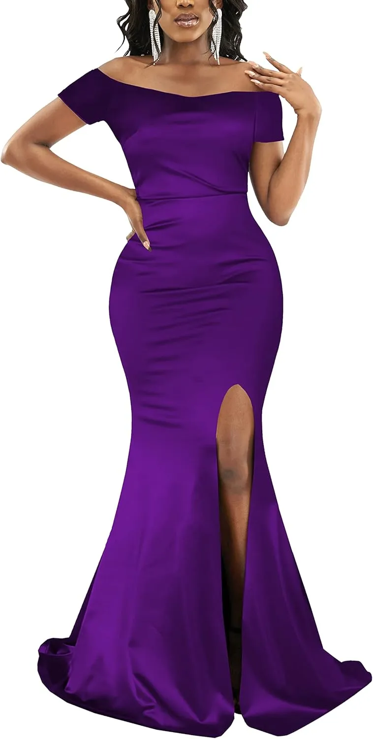 FairyLove Womens Sexy Bridesmaid Formal Evening Gown Dresses Wedding Guest Dress Burgundy