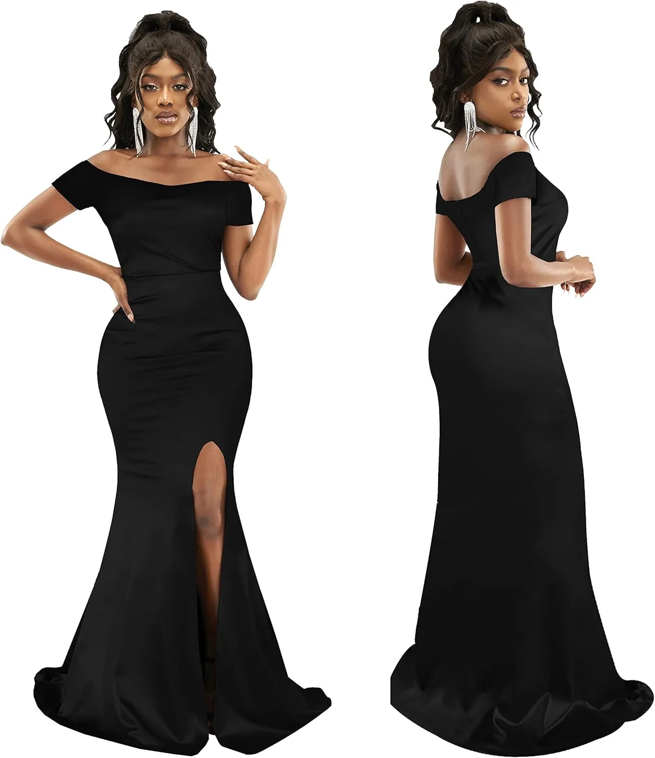 FairyLove Womens Sexy Bridesmaid Formal Evening Gown Dresses Wedding Guest Dress Burgundy