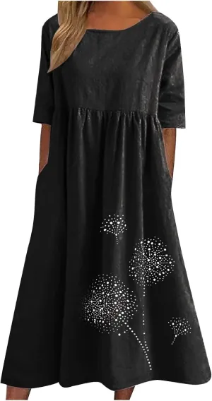 fartey Womens Casual T Shirt Dresses 2024 Summer Cold Shoulder Short Sleeve Maxi Dress Boho Floral Print V Neck Sundresses