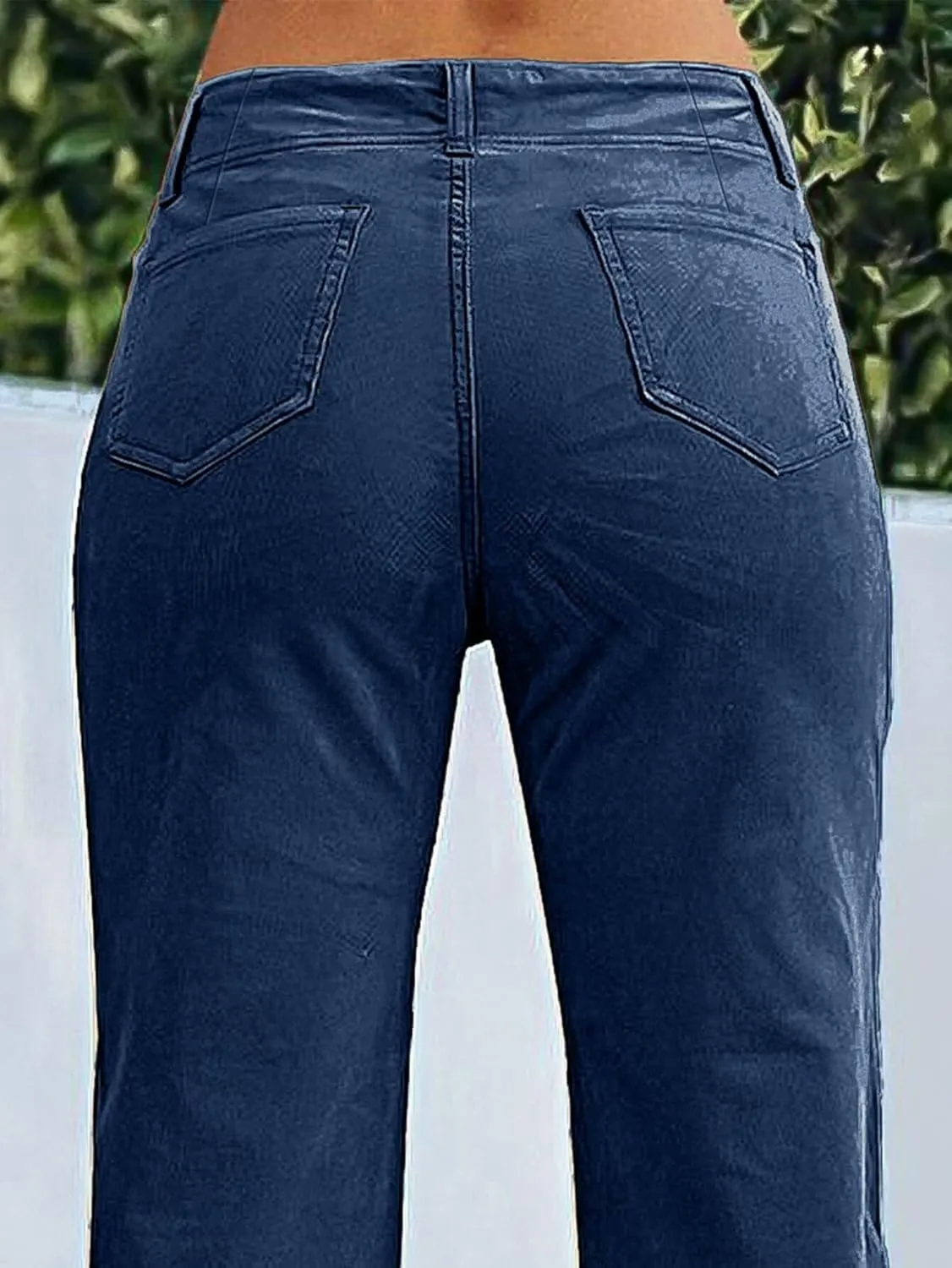 Flamingals Women's Wide Leg Pants for Women Mid Waist Dress Flare Straight Leg Corduroy Pants Workout Jeans Trendy