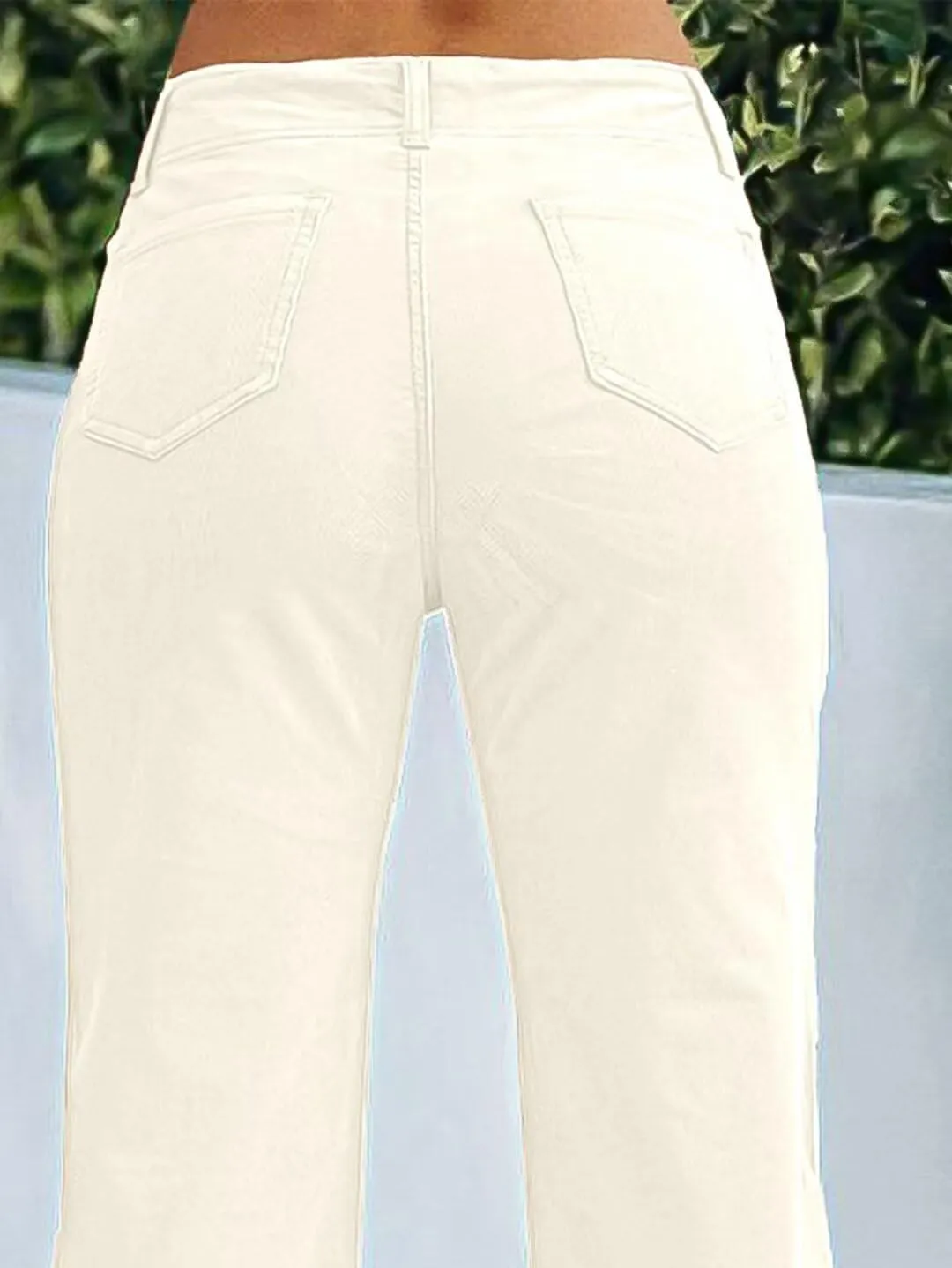 Flamingals Women's Wide Leg Pants for Women Mid Waist Dress Flare Straight Leg Corduroy Pants Workout Jeans Trendy