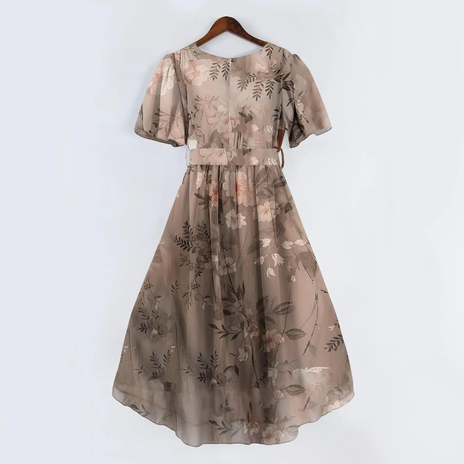 Floral Midi Cocktail Dresses for Women 2025 Elegant Classy Summer Casual Flowy Sexy Deep V Neck Belted Wrap Dress