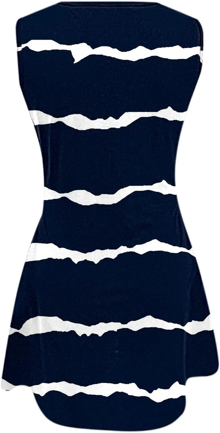 Flowy Summer Dresses for Women Womens with Pockets Summer Casual Tank Dress Sleeveless Midi Beach Dress Linen