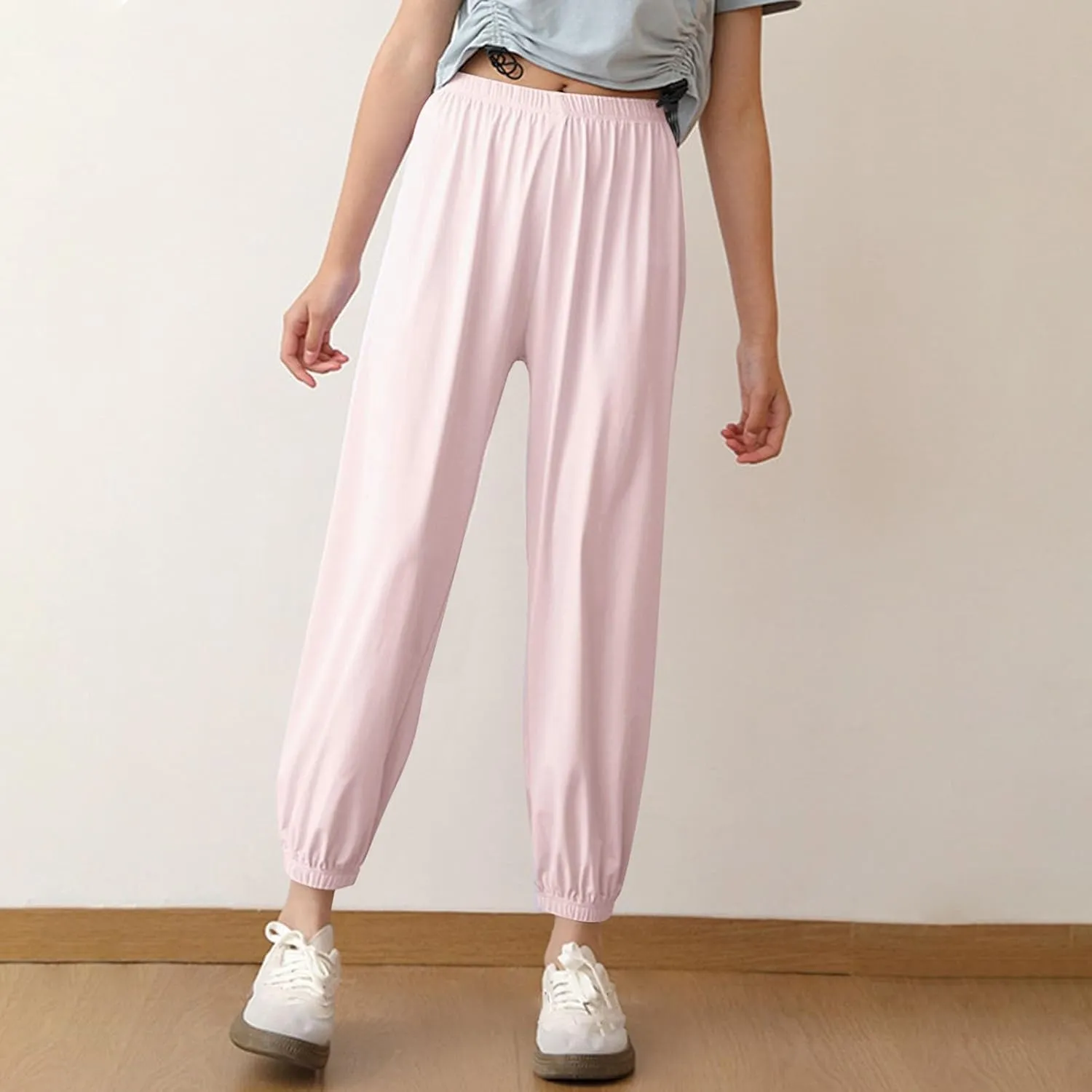 Girls Joggers Pants Lightweight Quick Dry Running Workout Sweatpants Kids Elastic Waist Summer Anti-Mosquito Joggers