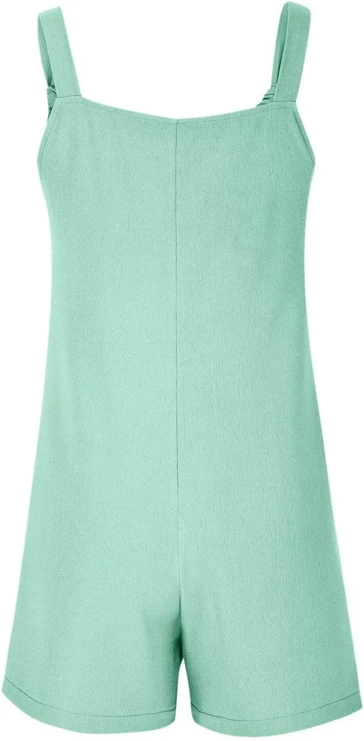 GOKKILRW Rompers for Women 2025 Shorts Casual Jumpsuit Trendy Loose Fit Sleeveless Overall Jumpsuits Summer Beach Outfits