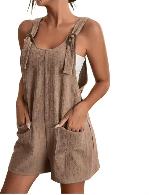 GOKKILRW Rompers for Women 2025 Shorts Casual Jumpsuit Trendy Loose Fit Sleeveless Overall Jumpsuits Summer Beach Outfits