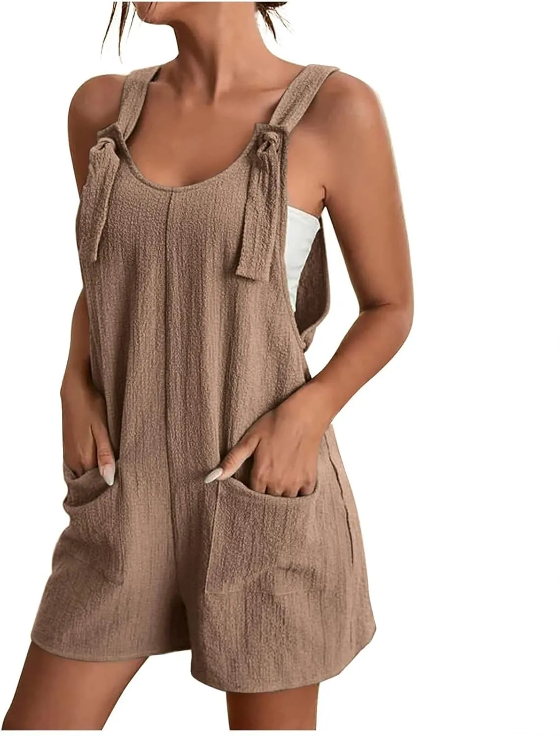 GOKKILRW Rompers for Women 2025 Shorts Casual Jumpsuit Trendy Loose Fit Sleeveless Overall Jumpsuits Summer Beach Outfits