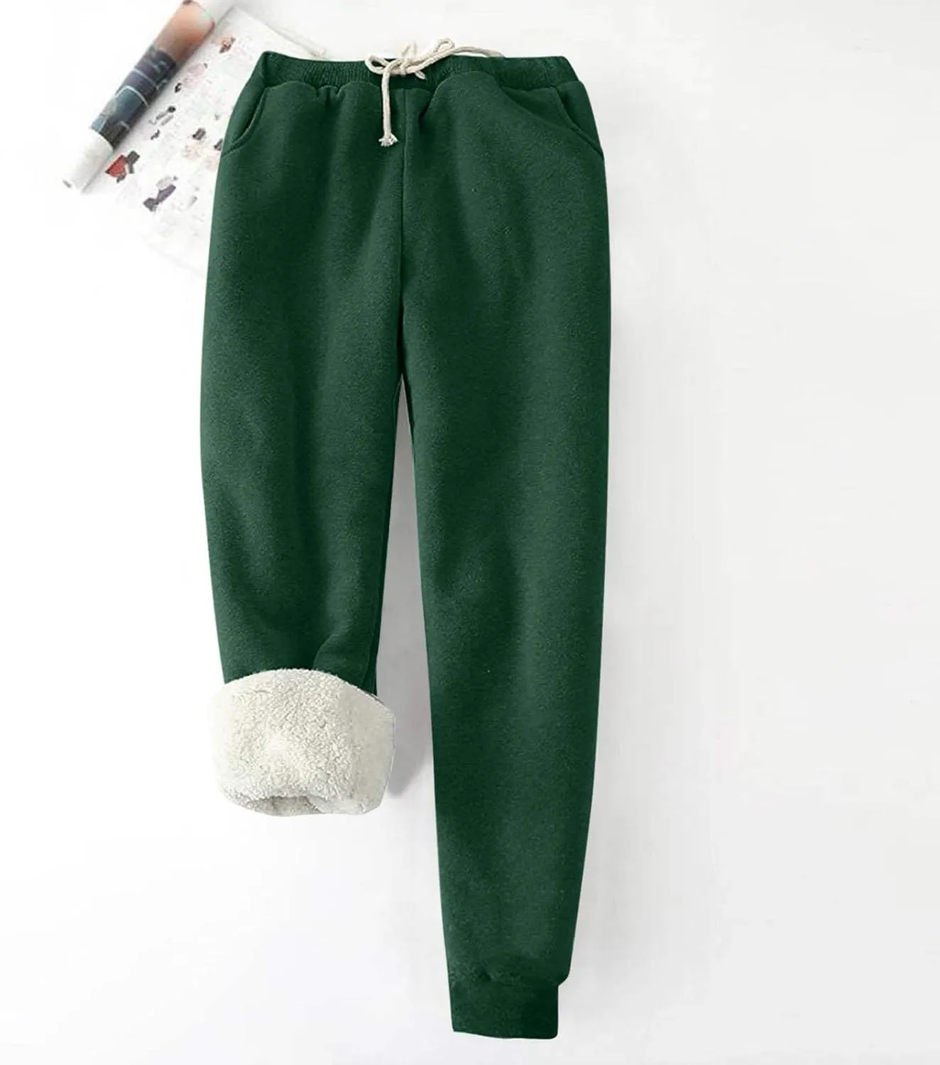 GOKKILRW Womens Winter Warm Athletic Sweatpants Baggy Sherpa Lined Running Sports Jogger Pants Thermal Cashmere Fleece Pants